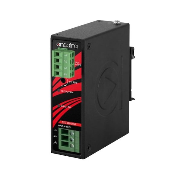 DC to DC Converter, 9-36V DC to 53V DC, 360VA, 0 Hz, DIN Rail/Wall, Metal